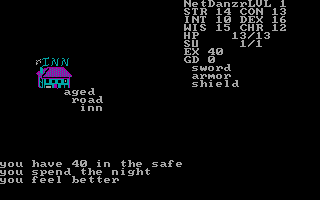 Telengard (DOS) screenshot: The inn offers a welcome rest.
