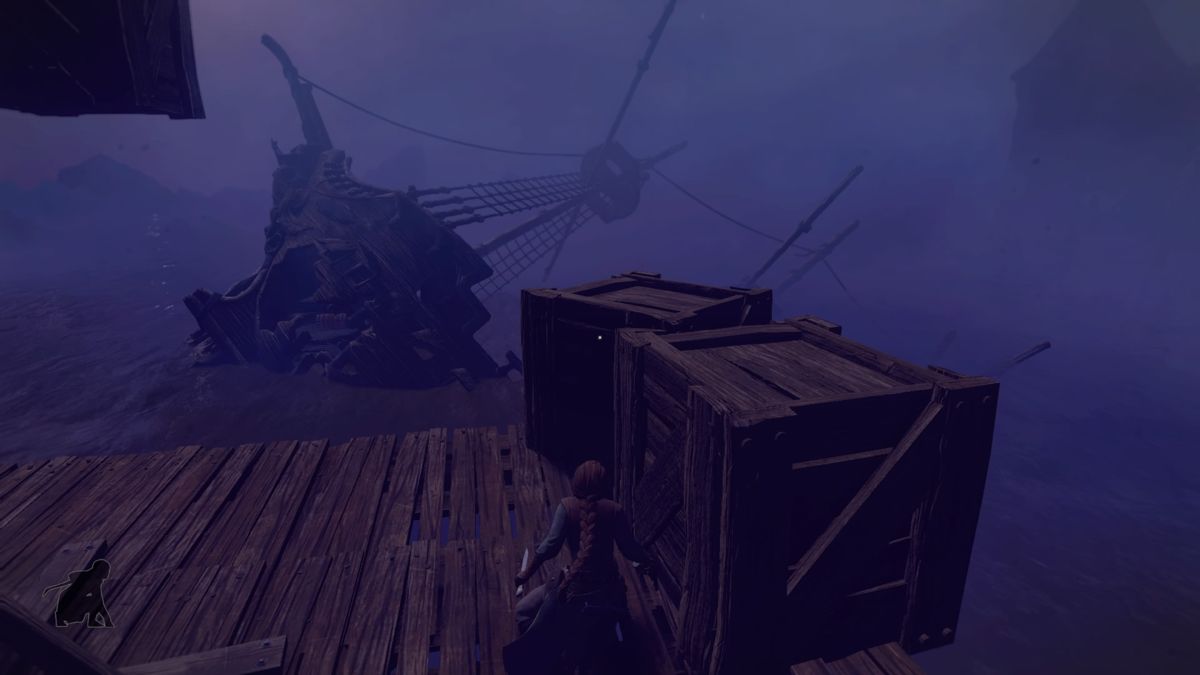 Shadwen (PlayStation 4) screenshot: There's a treasure chest onboard that sunken boat