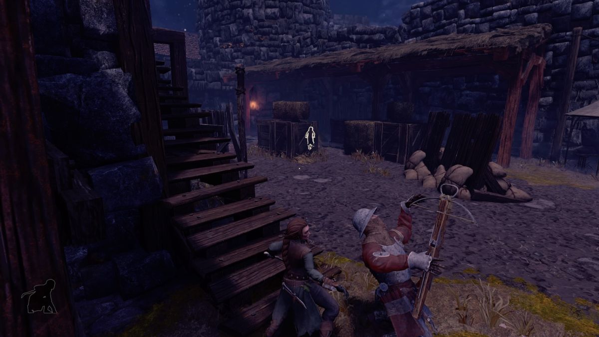 Shadwen (PlayStation 4) screenshot: All of the guards always only use crossbow so there's no direct confrontation of any kind present in the game