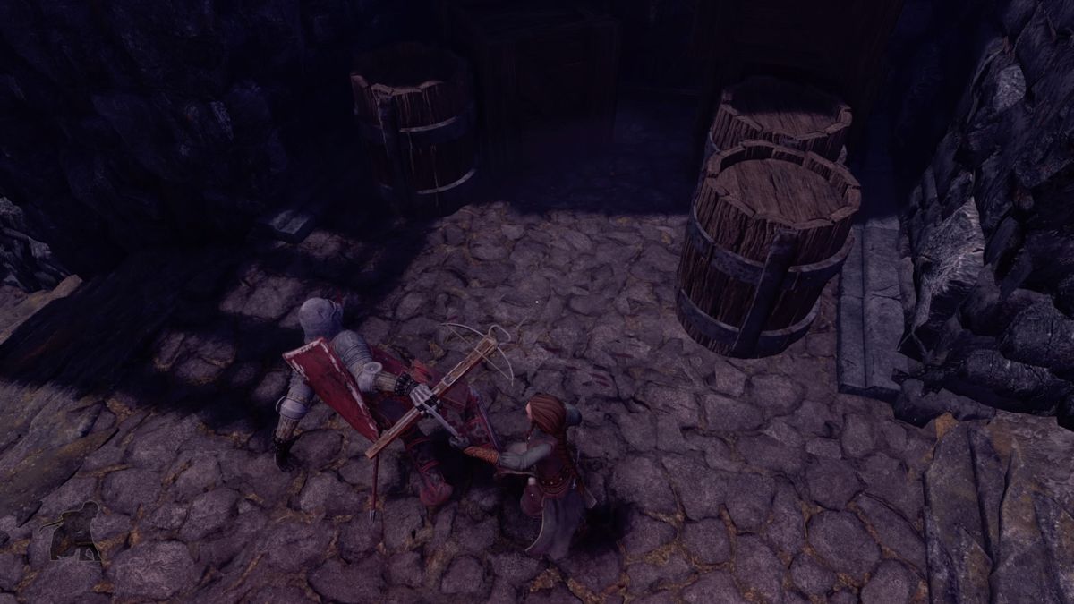 Shadwen (PlayStation 4) screenshot: Heavily armored guards can only be killed by jumping on them from high