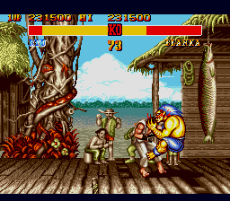 Street Fighter II: Champion Edition (Genesis) screenshot: Blanka has a feed