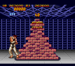 Street Fighter II: Champion Edition (Genesis) screenshot: Bonus stage 2: break the bricks