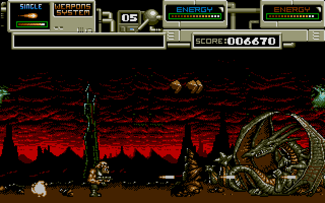 Rubicon (Amiga) screenshot: And now a dragon
