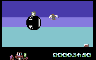 James Pond 2: Codename: RoboCod (Commodore 64) screenshot: I'm flying!