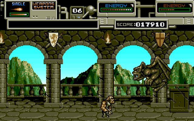 Rubicon (Amiga) screenshot: Killing a gargoyle