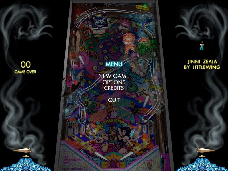 Solid State Pinball: Jinni Zeala (Macintosh) screenshot: main menu