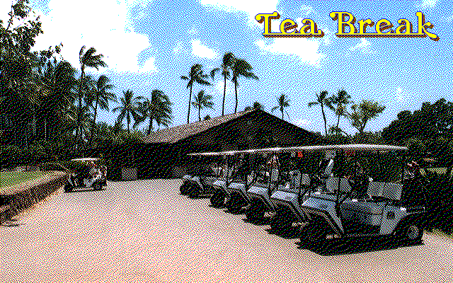 True Golf Classics: Waialae Country Club (PC-98) screenshot: Tea Break