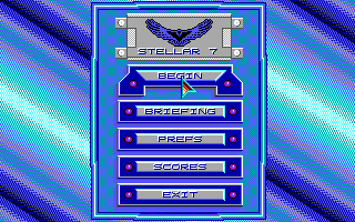 Stellar 7 (DOS) screenshot: The main menu (EGA)