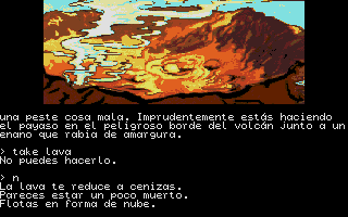 La Aventura Original (Atari ST) screenshot: At least jumping into the lava works...