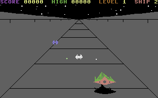 Death Star (Commodore 64) screenshot: Enemy squadrons appearing