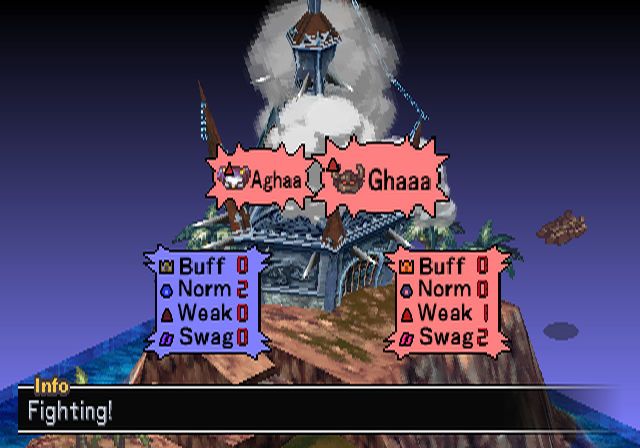 Makai Kingdom: Chronicles of the Sacred Tome (PlayStation 2) screenshot: Entering enemy facilities with characters inside results in a brawl (demo mode)