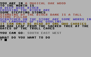 Land of Tezrel (Commodore 64) screenshot: In a mystical oak wood