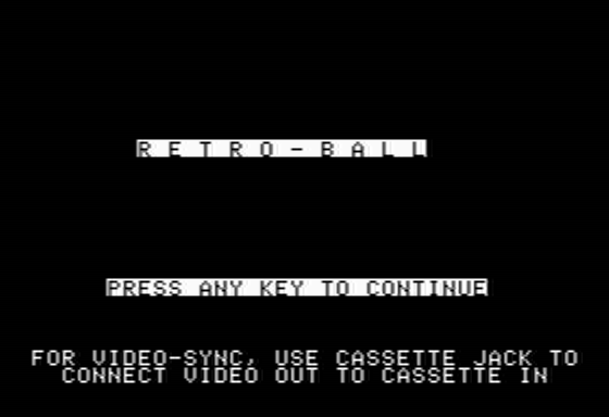 Retro-Ball (Apple II) screenshot: Title Screen