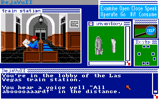 Déjà Vu II: Lost in Las Vegas (Amiga) screenshot: Train station lobby.