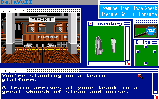 Déjà Vu II: Lost in Las Vegas (Amiga) screenshot: Train platform.