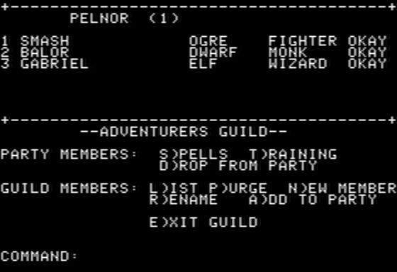 Phantasie (Apple II) screenshot: Gathering a Party