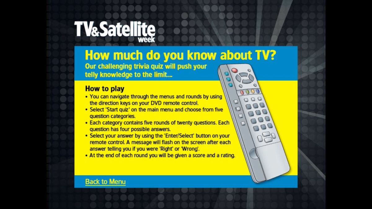 TV & Satellite Week Presents: The Big TV & Movie Quiz (DVD Player) screenshot: The 'How To Play' screen