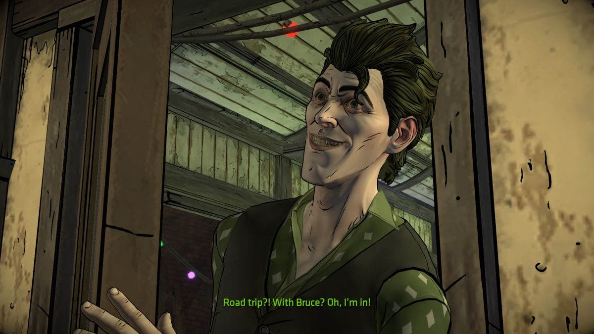 Batman: The Telltale Series - The Enemy Within: Episode Three - Fractured Mask (PlayStation 4) screenshot: John is self-volunteering to join me in my investigation of Riddler's place
