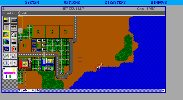 SimCity (DOS) screenshot: Helicopter