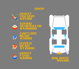 Ghostbusters (NES) screenshot: Buying stuff in a shop