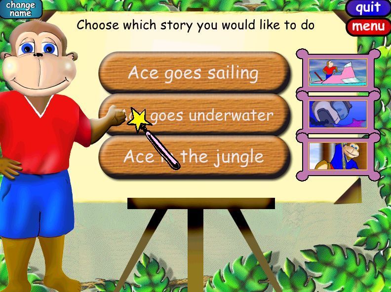 The Times: Art Adventure - Ace Goes Sailing (Windows) screenshot: The story selection screen