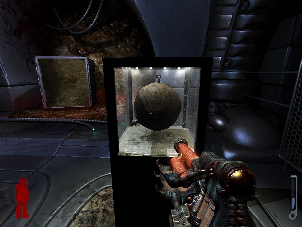 Prey (Macintosh) screenshot: Not sure what the box portal and this sphere have in common