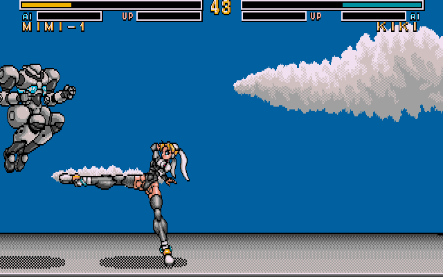 Metal & Lace: The Battle of the Robo Babes (DOS) screenshot: Miss him.