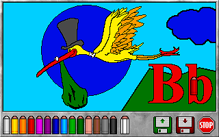 Brzdąc (DOS) screenshot: colored stork