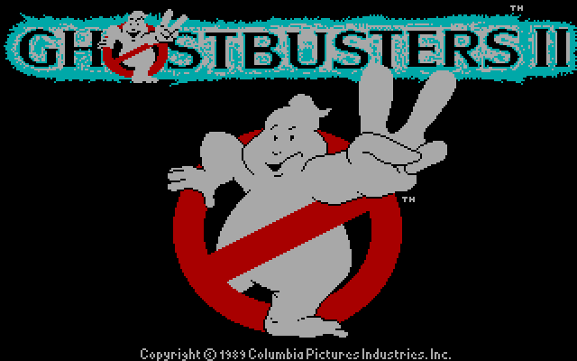 Ghostbusters II (DOS) screenshot: title screen - CGA