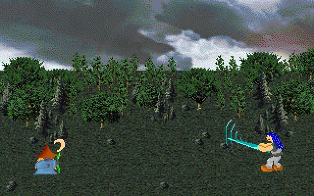 Forever Legend (DOS) screenshot: Slash! Battle looks like a Final Fantasy ;)