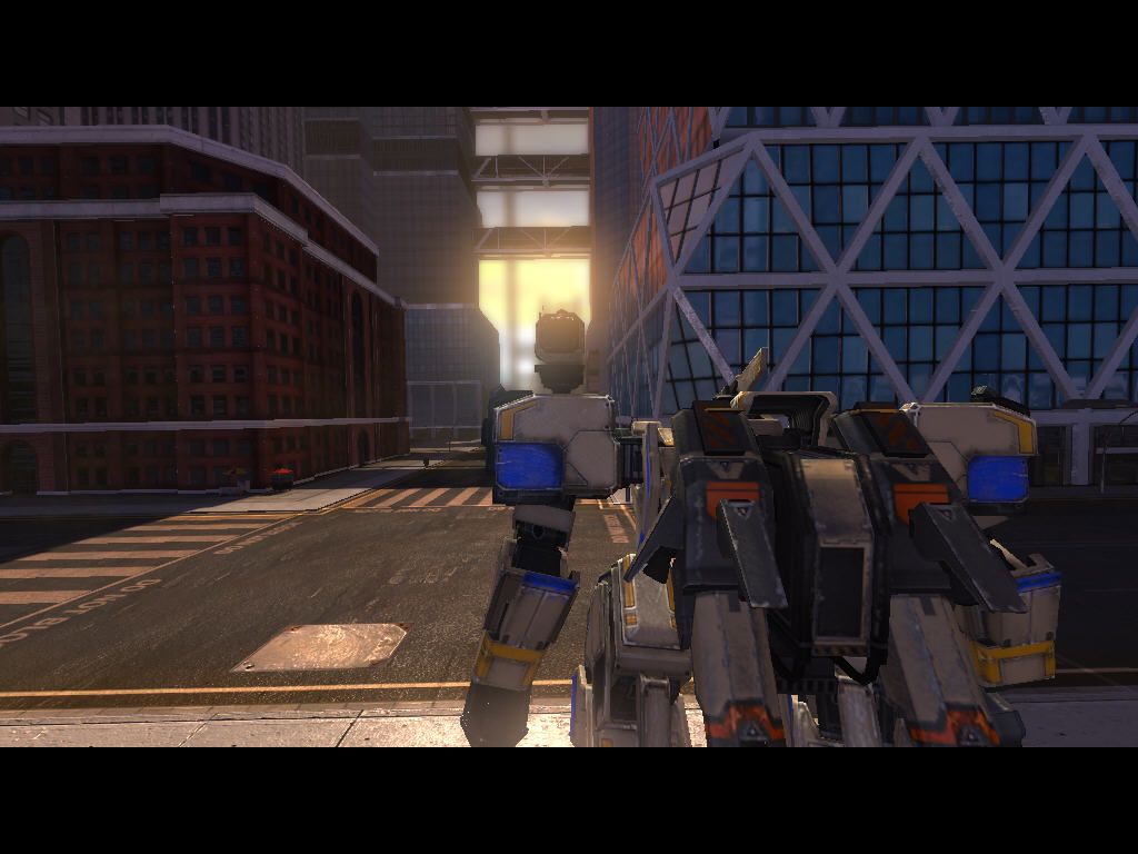 Front Mission Evolved (Windows) screenshot: Dawn in city?