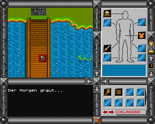 Jaktar: Der Elfenstein (Amiga) screenshot: In the middle of a long wooden bridge