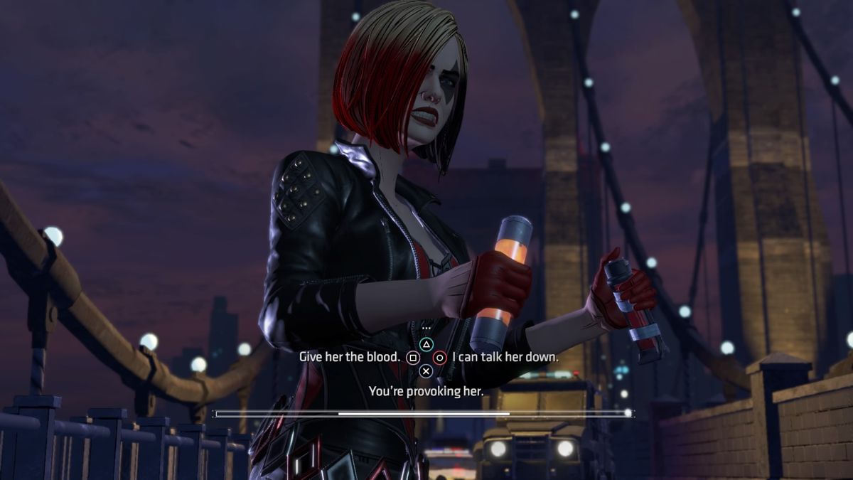 Batman: The Telltale Series - The Enemy Within: Episode Four - What Ails You (PlayStation 4) screenshot: Harley is ready to press the button