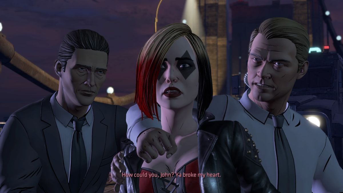 Batman: The Telltale Series - The Enemy Within: Episode Four - What Ails You (PlayStation 4) screenshot: Harley is shocked by John's betrayal