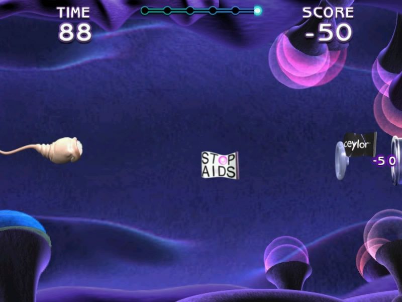 Catch the Sperm 2 (Windows) screenshot: Shooting a condom.