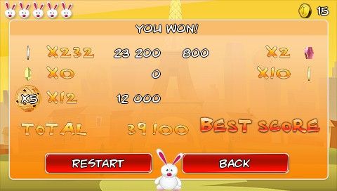 Bunny Dodge (PSP) screenshot: Level complete