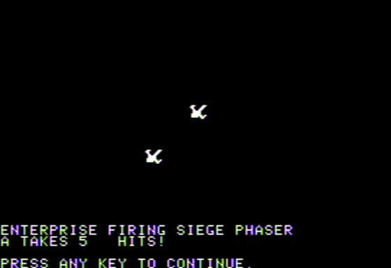 The Cosmic Balance (Apple II) screenshot: Ship Combat at Zoom
