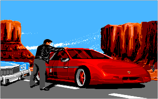 Highway Patrol II (DOS) screenshot: The violator is arrested (VGA)