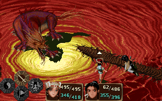 Xianjian Qixia Zhuan (DOS) screenshot: Fight the legendary beast Qilin