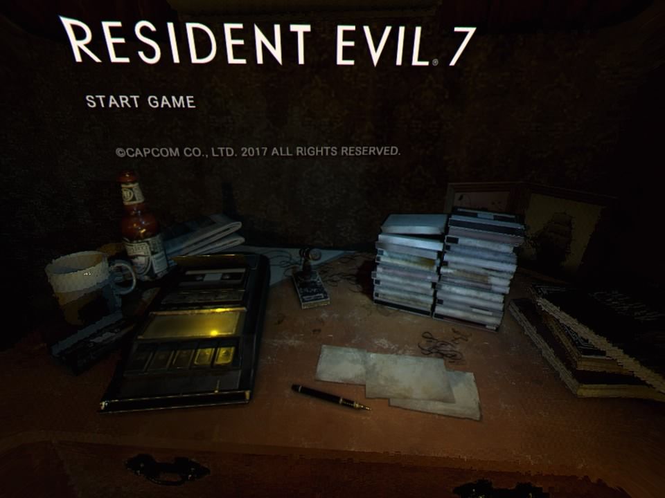 Resident Evil 7: Biohazard (PlayStation 4) screenshot: Main menu (VR mode)