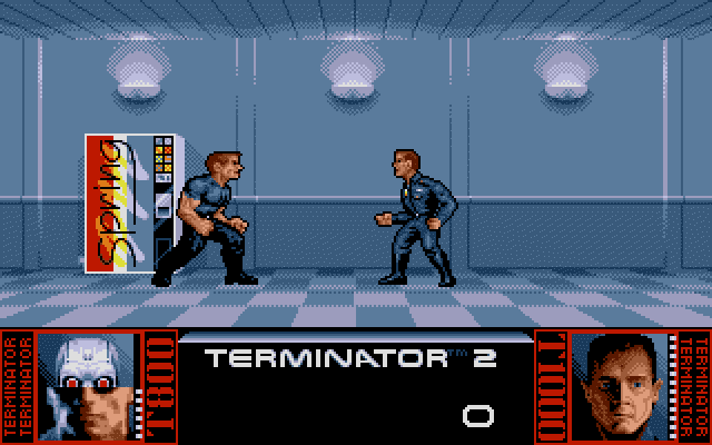 Terminator 2: Judgment Day (DOS) screenshot: Level 1 - Fight with T1000 in the shopping mall