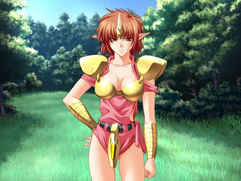 Valis X: Valna - Haha to Musume no Kunō (Windows) screenshot: Cham in the forest. Everyone sees this meeting differently...