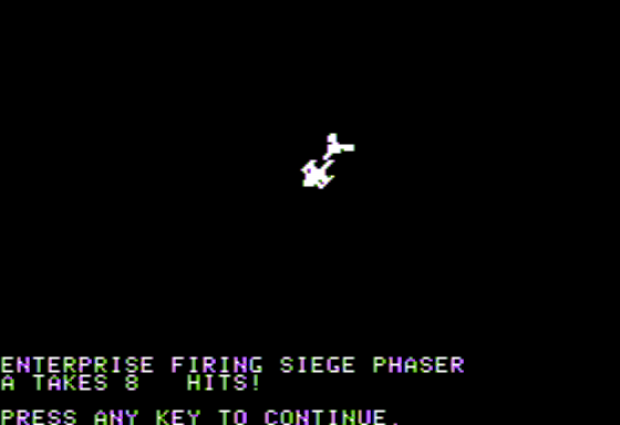 The Cosmic Balance (Apple II) screenshot: Ship Combat at Low Zoom