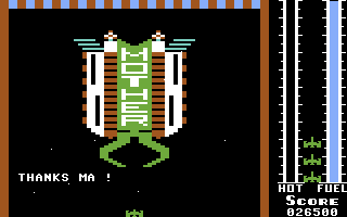 Threshold (Commodore 64) screenshot: Refueling at the mother ship