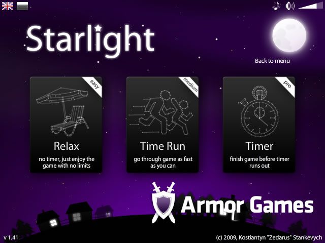 Starlight (Browser) screenshot: Game mode selection