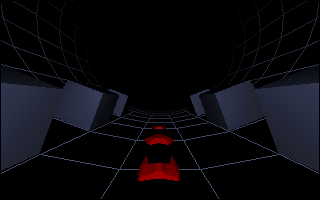Cylindrix (DOS) screenshot: 3D view before the battle starts