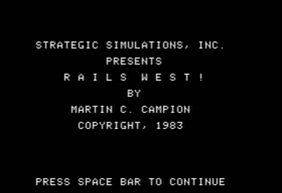 Rails West! (Apple II) screenshot: Title Screen