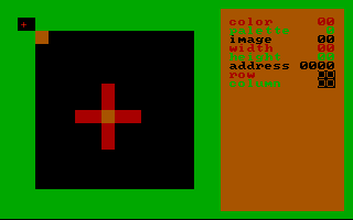 Ninja (DOS) screenshot: The built-in editor (CGA)