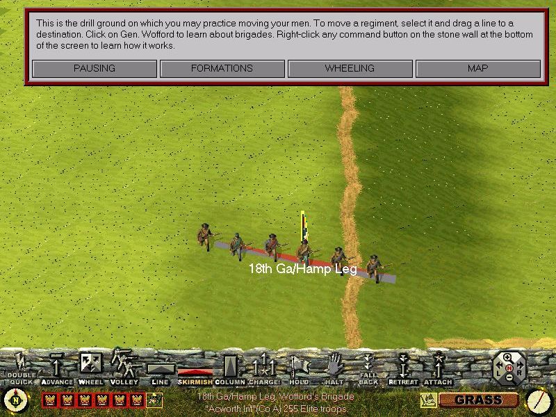 Sid Meier's Antietam! (Windows) screenshot: This is a close-up of troops advancing in a skirmish line<br><br>Demo version