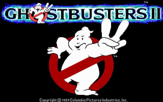 Ghostbusters II (DOS) screenshot: title screen - EGA